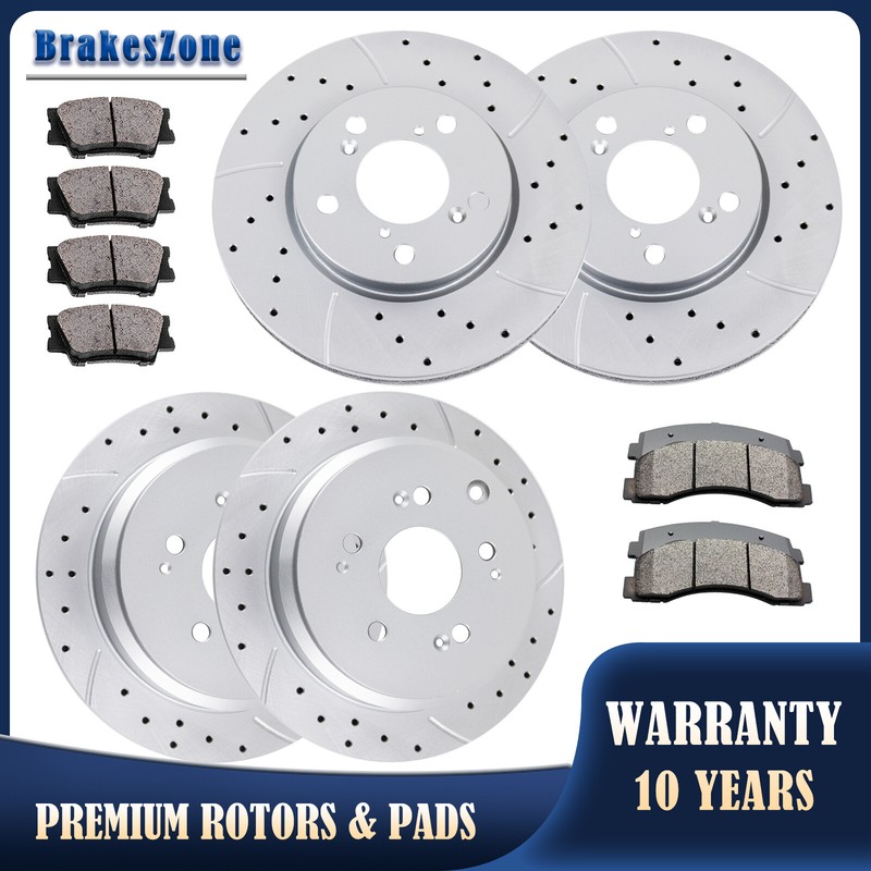 Front Rear Brake Rotors Pads Fit for Honda Odyssey 2005 2006 2007-2010 Brakes