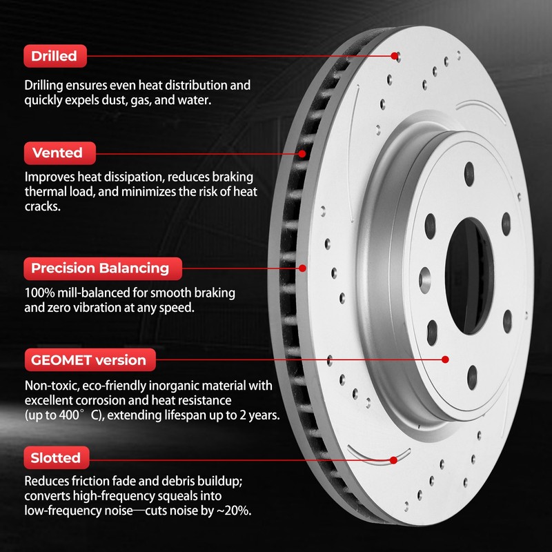 4WD Front and Rear Brake Rotors Ceramic Brake Pads Kit for Ford F-350 Super Duty gallery