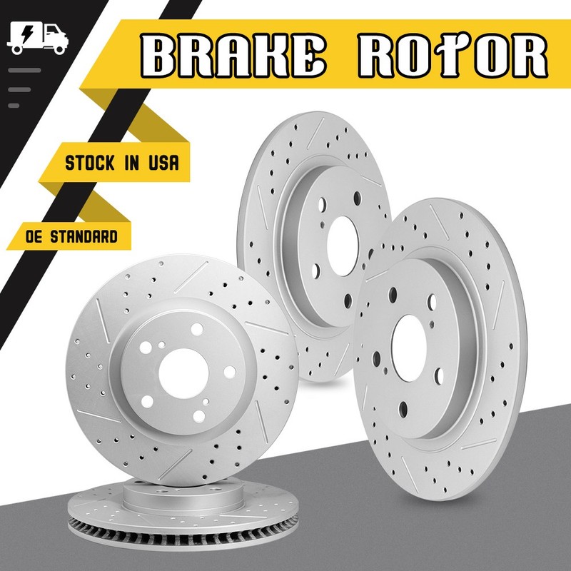 For 2009-2013 Pontiac Vibe Toyota Matrix 296mm Front & 279mm Rear Drilled Rotors