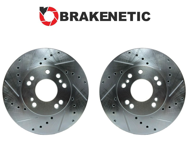 FRONT BRAKENETIC Sport Drill Slot Brake Rotors 26mm Z32 300ZX Conversion 4/5LUG