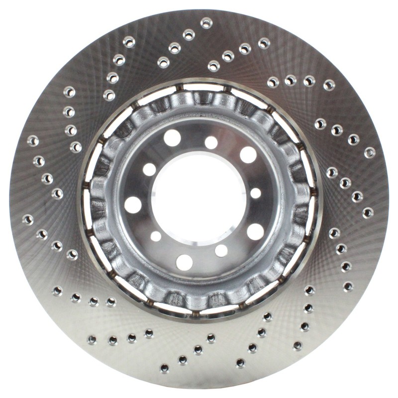 SHW Performance Front Right Vented Drilled 325mm Disc Brake Rotor For BMW E46 M3 gallery