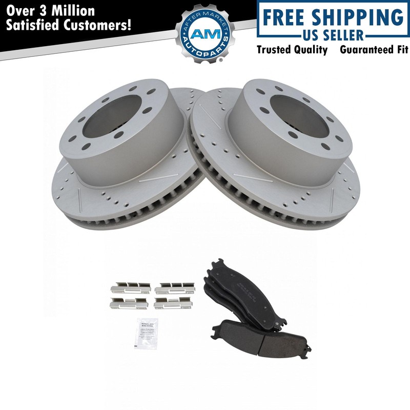 Front Performance Drilled & Slotted Brake Rotor & Posi Metallic Pad Set