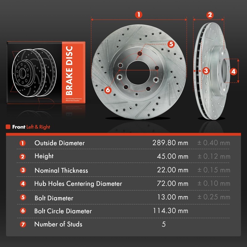 2Pcs Front LH & RH Drilled Brake Rotors for Mazda MX-5 Miata 2006-2015 289.8mm gallery