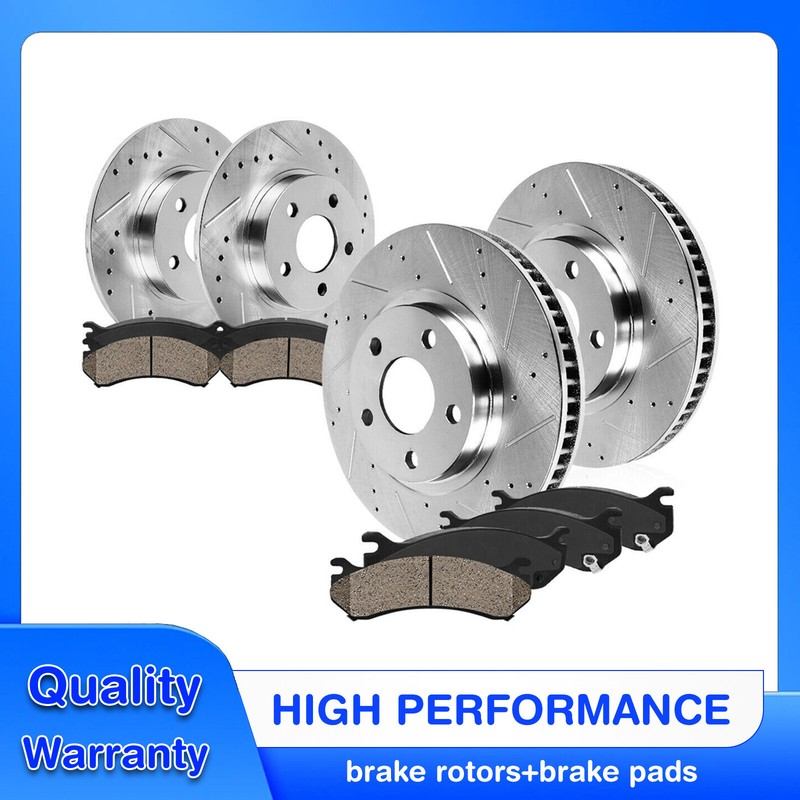Front+Rear Drill Slot Brake Rotors + Ceramic Pads For 07 – 17 Toyota Tundra 5.7l