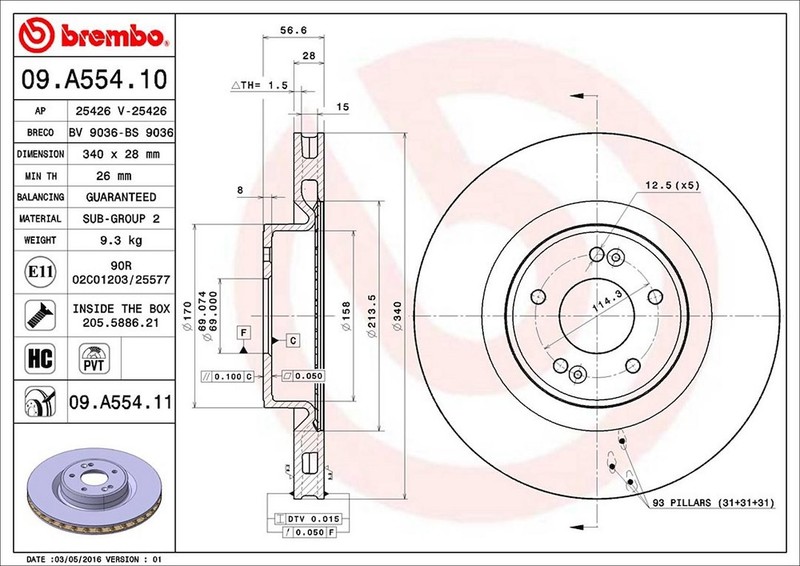 Brembo 09B55411C02 BRAKE ROTORS