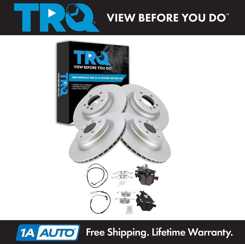 TRQ Front and Rear Brake Pad & Rotor Kit Semi-Metallic Fits BMW