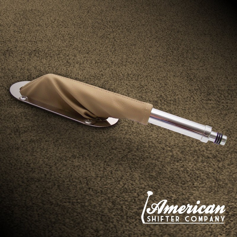 Tan Horizontal Shift or Emergency Brake Boot with Silver Oval Beauty Trim Ring gallery