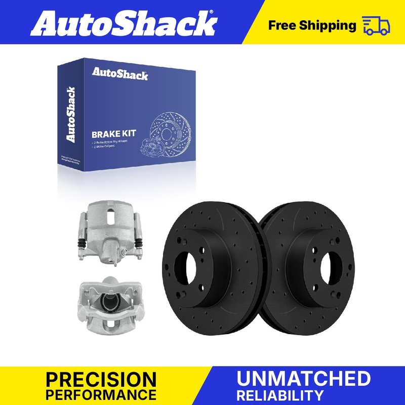 Front Drilled Slotted Brake Rotors Calipers for Honda, Civic 2006-2011