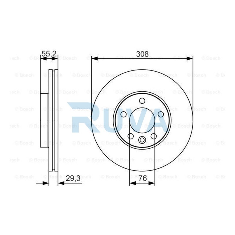 Fits VW Transporter 2003-2024 Ruva Front Brake Disc #2 7H0615301D 7E0615301D