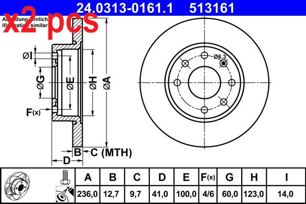 X2 PCS L&R SIDES BRAKE DISC 24.0313-0161.1