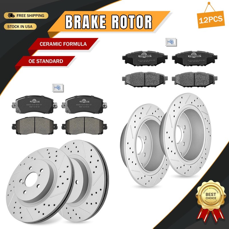 11.56″ Front & 10.79″ Rear Brake Rotors Ceramic Pads for Subaru Impreza 2017-23