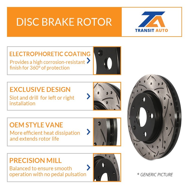 Rear Coated Drilled Slot Disc Brake Rotor & Semi-Metallic Pad Kit For Subaru WRX gallery