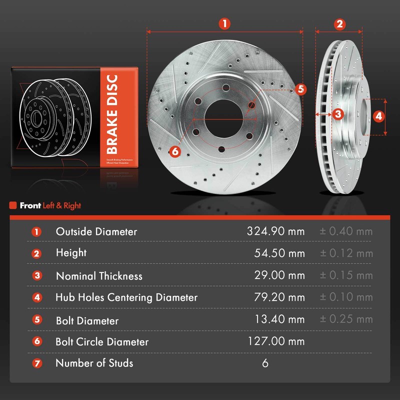 2x Front Drilled Brake Rotors for Chevrolet Trailblazer 06-09 V8 6.0L Saab 9-7x gallery
