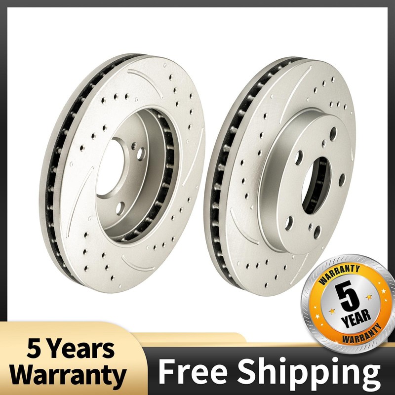 Drilled & Slotted Front Brake Rotors Fits 1992-1999 2000-2001 Toyota Camry 2.2L