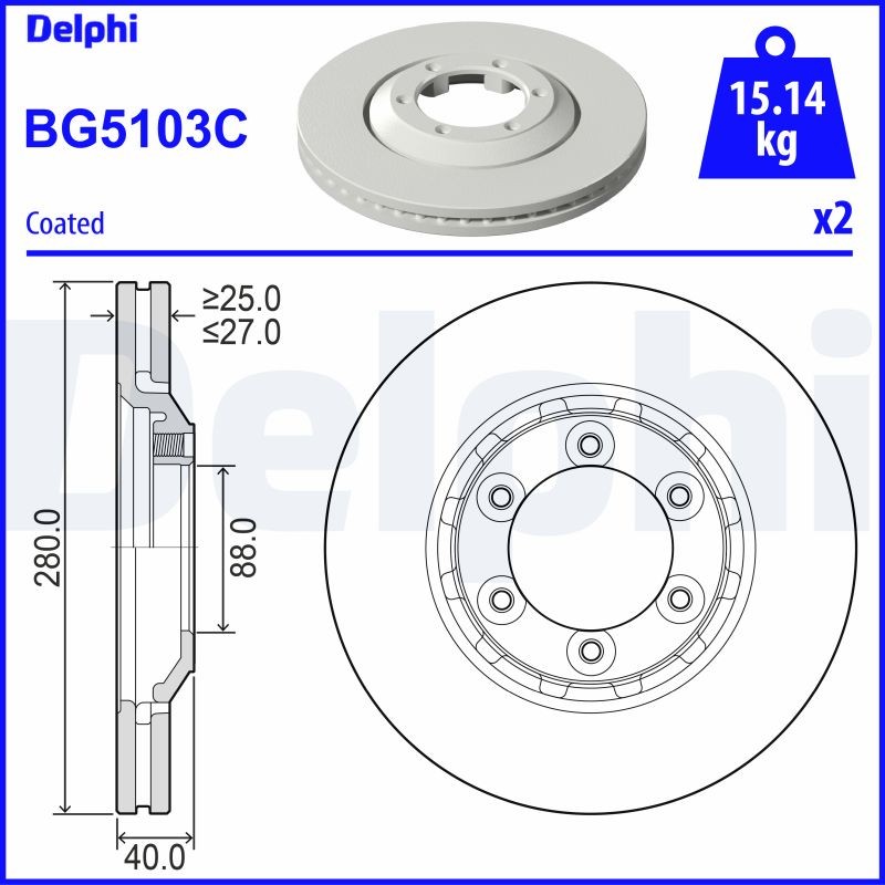 Delphi BG5103C Brake Disc for ISUZU