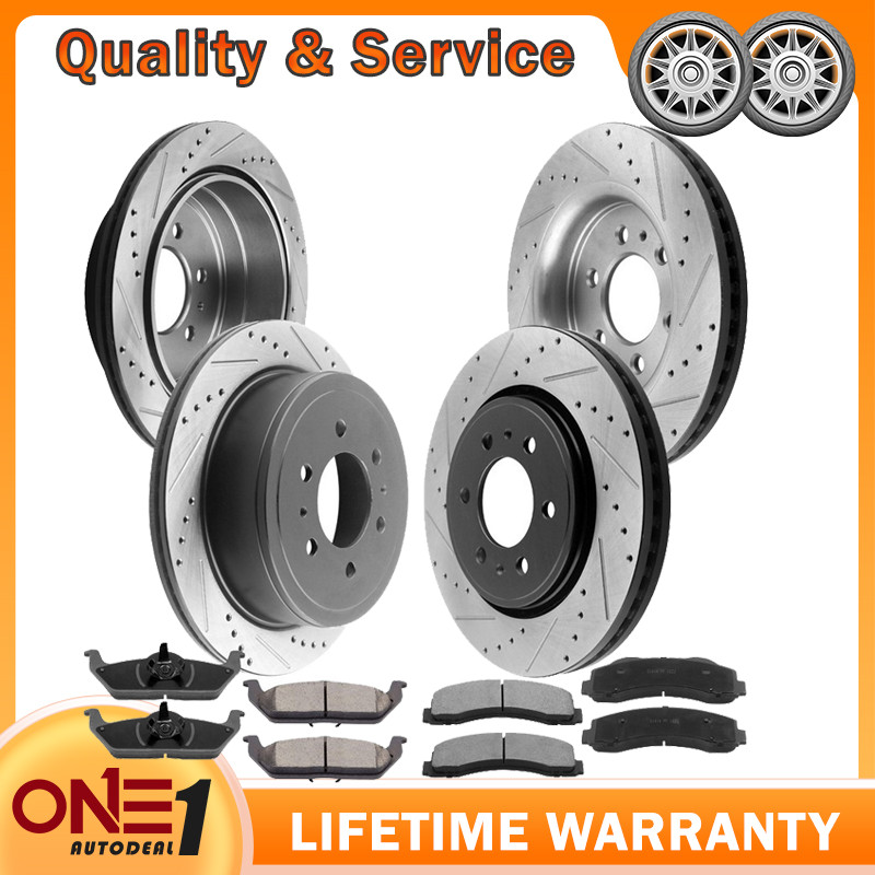 Front Rear Dsc Rotors and Brake Pads for 2010 2011 Ford F-150 6 Lugs Rotor
