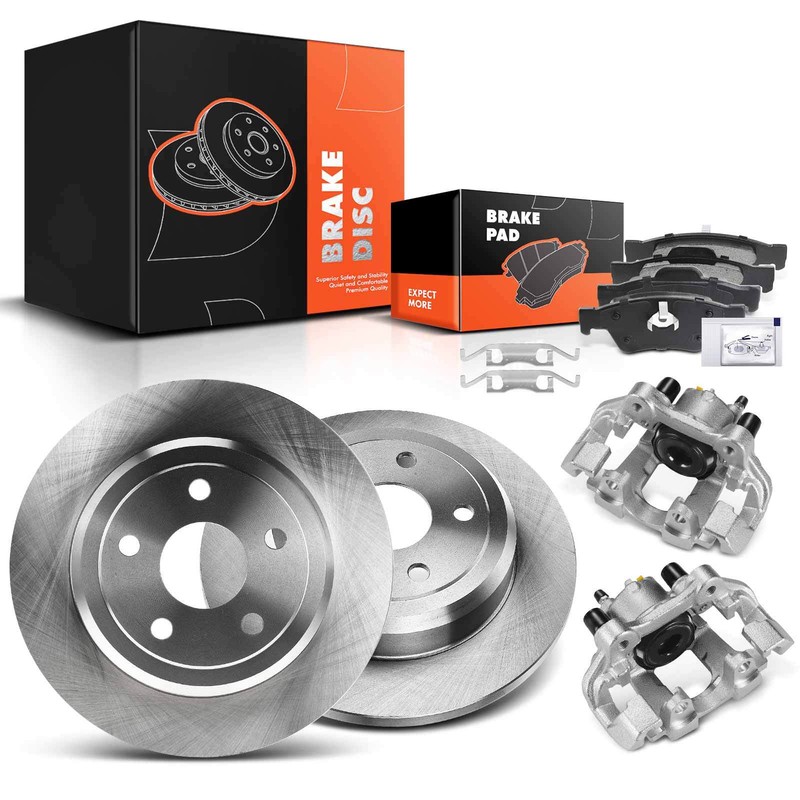 Rear Disc Brake Rotor & Pad+Caliper for Jeep Grand Cherokee Dodge Durango 11-17
