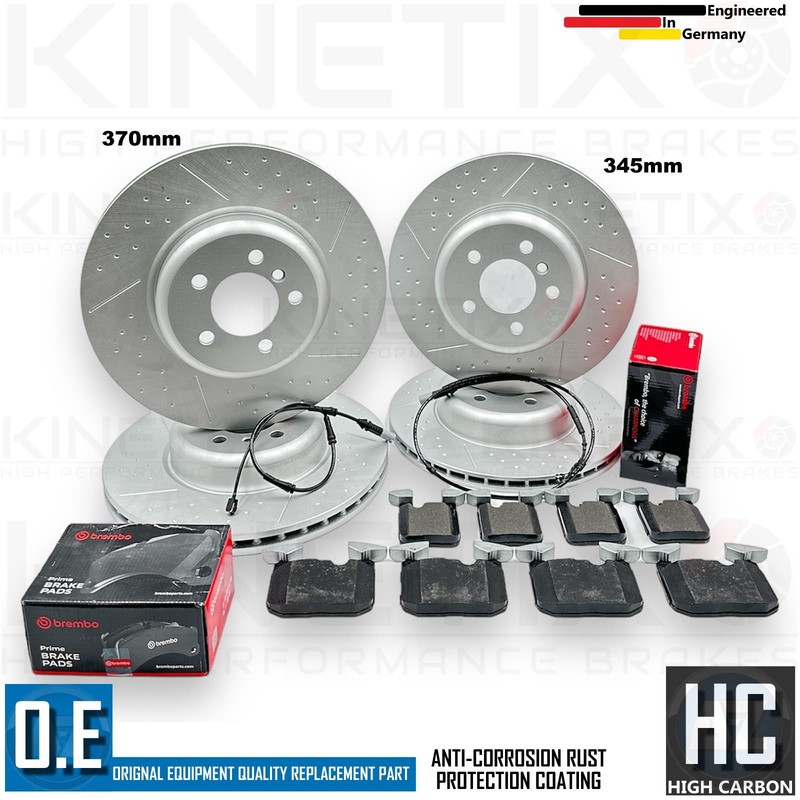 FOR BMW 335d FRONT & REAR PERFORMANCE BRAKE DISCS BREMBO PADS WIRES 370mm 345mm gallery