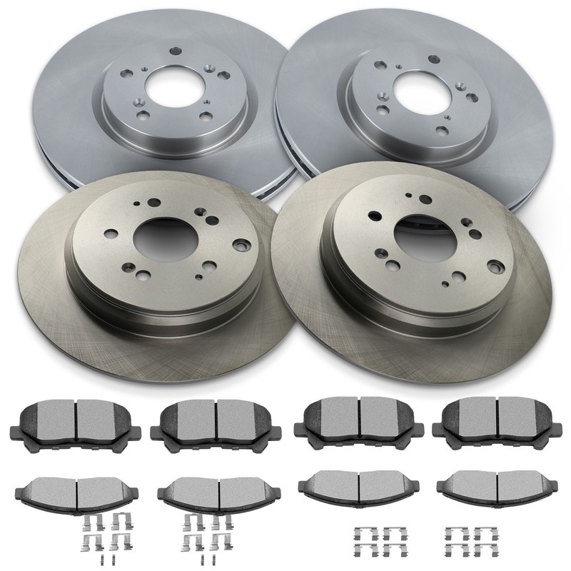 Front Rear Brake Ceramic Pads + Solid Rotors Fits Honda Pilot 2009 2010 – 2014