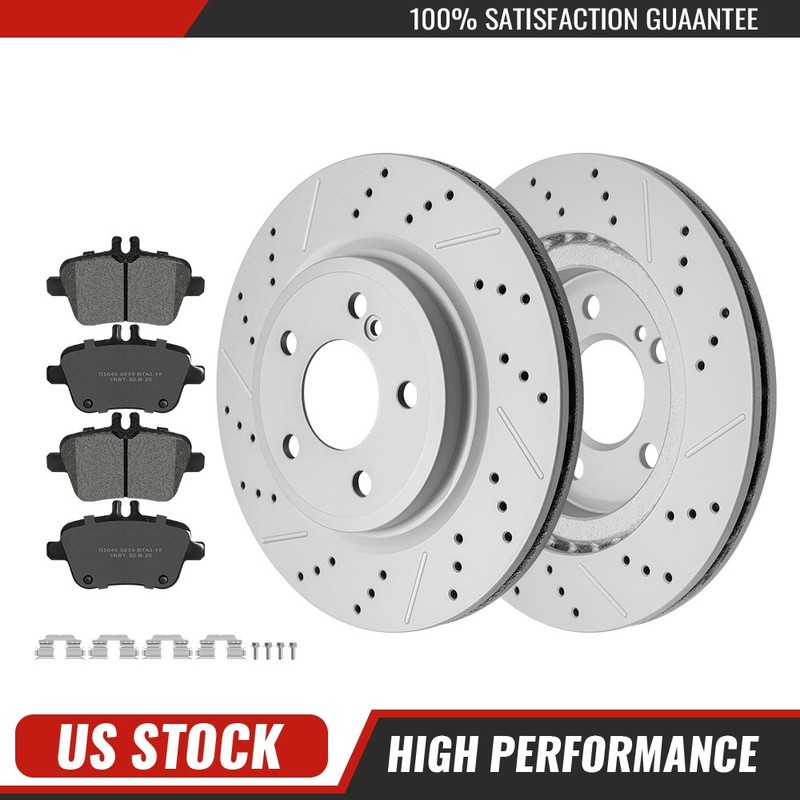 11.61“ Rear Brake Disc Rotors Brake Pads Kit For Benz Cla250 2014 2015 2016-2019