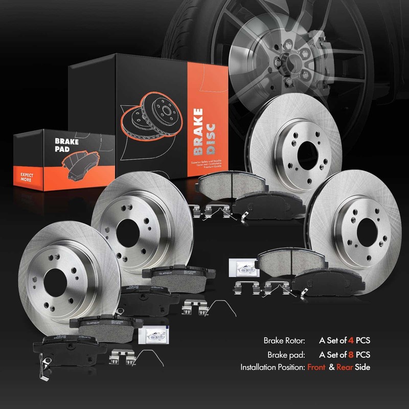 12x Front & Rear Disc Brake Rotors & Brake Pads for Honda Accord 2008 2009-2017 gallery