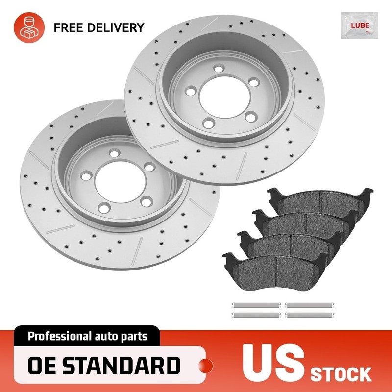 Rear Drilled Brake Rotors Ceramic Pads for Ford Explorer Mountaineer 2002-2005