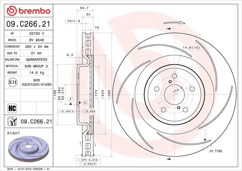 Brembo 09C26621C02 Prime BRAKE ROTORS gallery