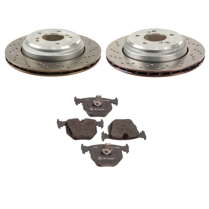 SHW Performance OEM Rear Brake Disc Rotors Textar Pads Kit for BMW E46 M3 E86 Z4