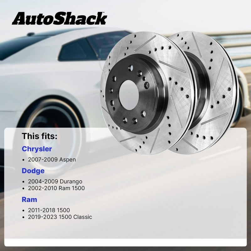 Front Drilled Slotted Brake Rotors Black Pair 2 for 2002-2018 Ram 1500 3.6L 5.7L gallery