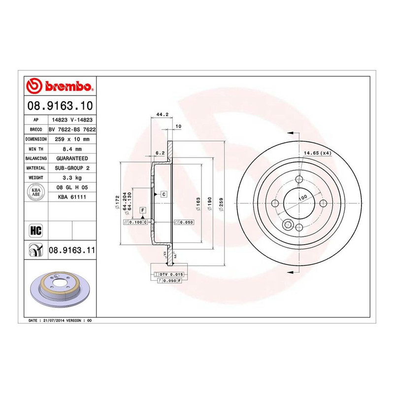 Brembo Front Rear Brake Kit Disc Rotors Low-Met Pads For Mini Cooper R50 R52 R53 gallery