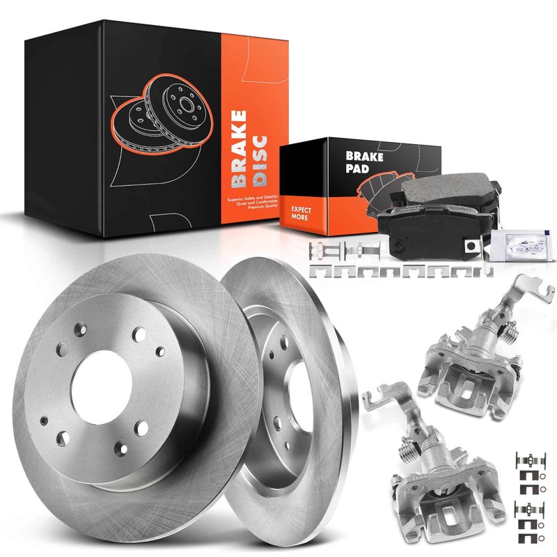 Disc Rotor & Ceramic Brake Pads + Caliper for Honda Accord 98-02 2.3L Sedan Rear