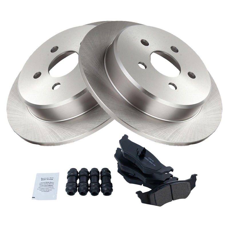 TRQ Brake Pads & Rotors Ceramic Rear Set Kit for Chrysler Dodge Plymouth gallery