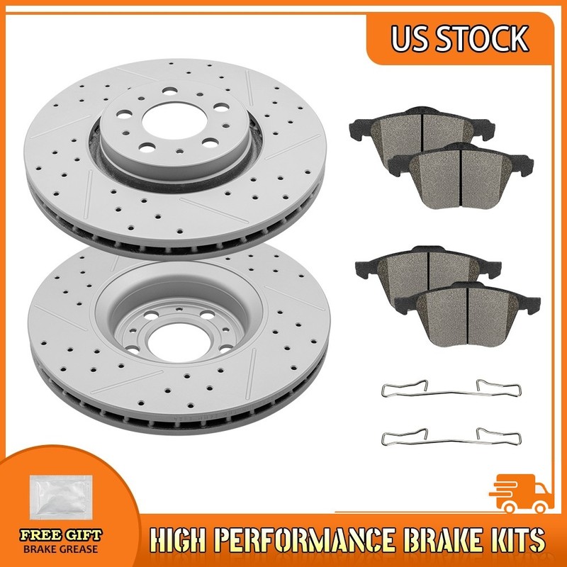 Front Drilled Brake Rotors Ceramic Pads For 2003-2014 Volvo XC90 2008 Volvo S60