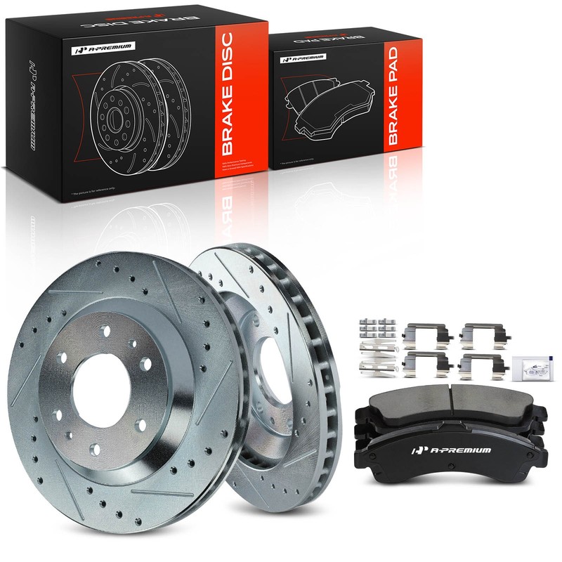 A-Premium Front Drilled Brake Rotors & Ceramic Pads for GMC Envoy Chevy Buick
