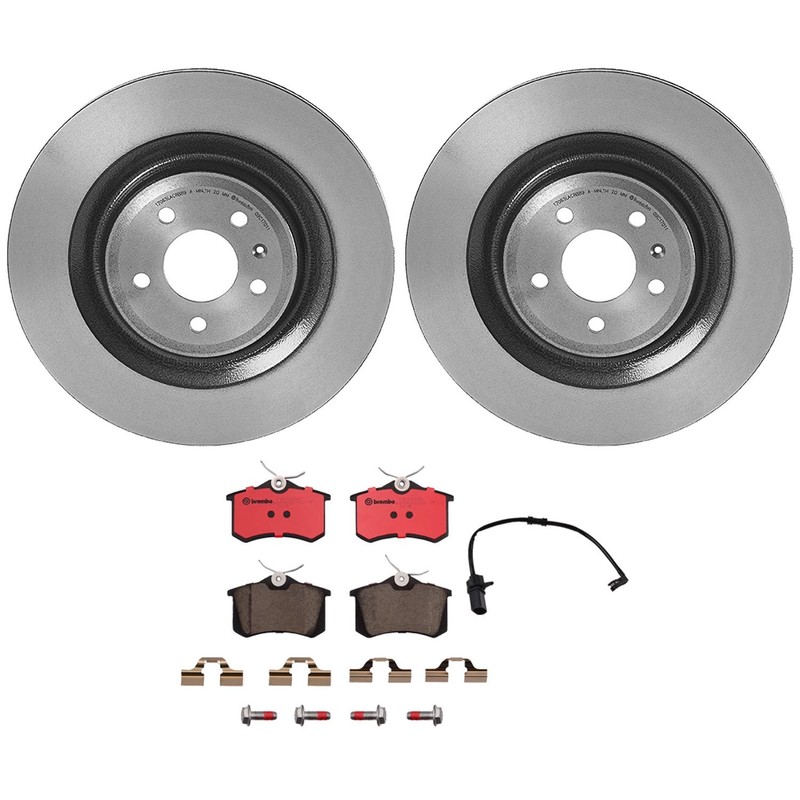 Brembo Rear Brake Kit 356mm Disc Rotors Ceramic Pads and Sensor for Audi S8 Plus