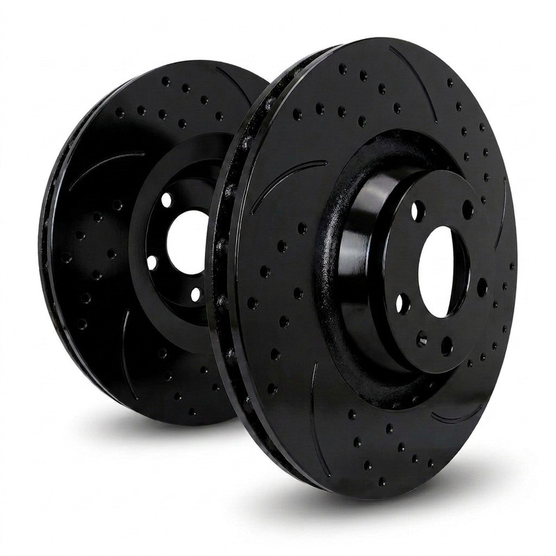 SP Performance S55-174-BP Front Black DBL-Drill/Slot Brake Rotors 10-17 Equinox