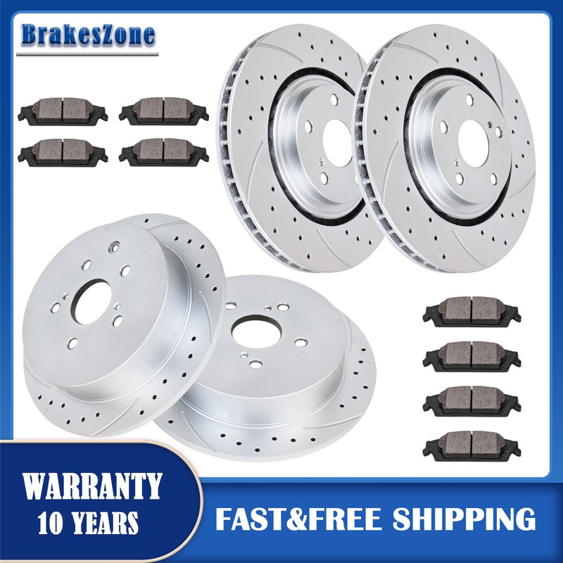 328mm Front 309mm Rear Brake Rotors and Pads for Toyota Sienna Highlander Brakes