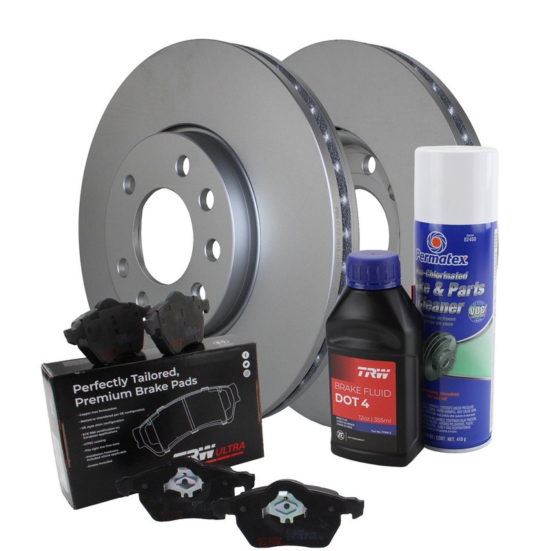 Front Brake Kit 285mm Vented Rotors and TRW Ultra Low-Met Pads For Saab 9-3 9-3X