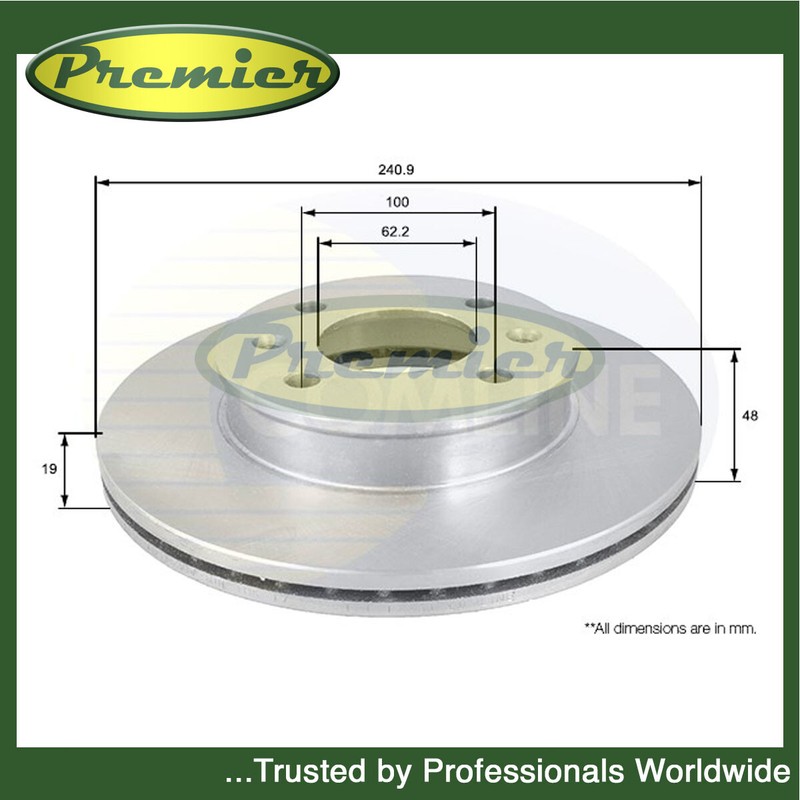 Premier Front Brake Disc Fits Hyundai Getz 2002-2010 #1 517121C000