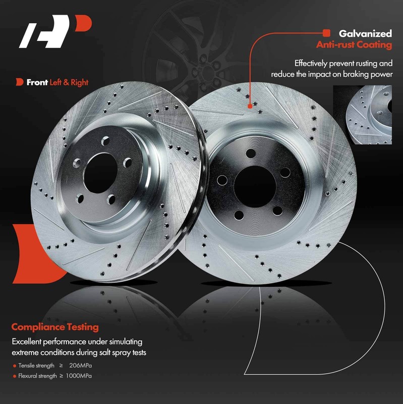 2Pcs Front Drilled Brake Rotor for Chrysler 300 Dodge Challenger Magnum Charger gallery