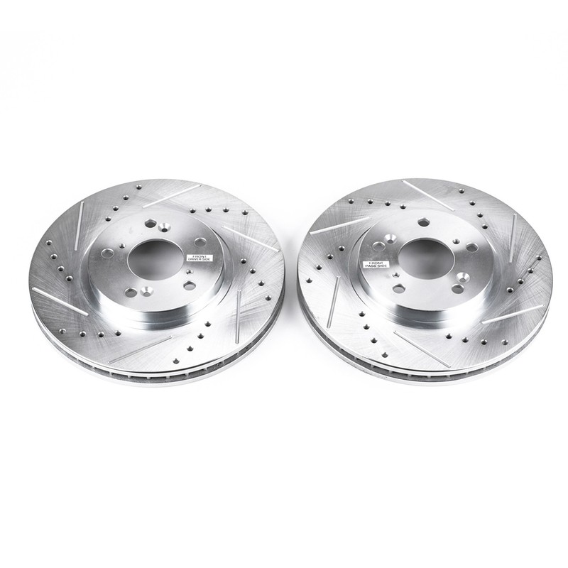 PowerStop Evolution Drilled Slotted Rotors Pair Front For Acura TL