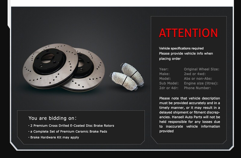 [Front Drill Brake Rotors Ceramic Pad] Fit 99 Jeep Wrangler w/78mm Rotor Height gallery