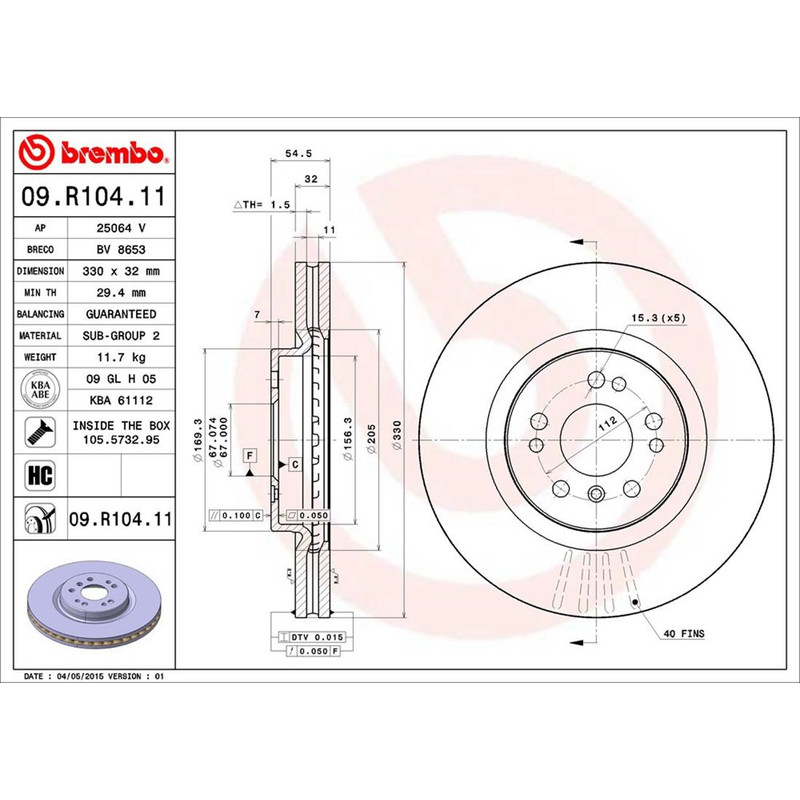Brembo Front Brake Kit Ceramic Pads Sensor Coated Disc Rotors for MB W164 W251 gallery