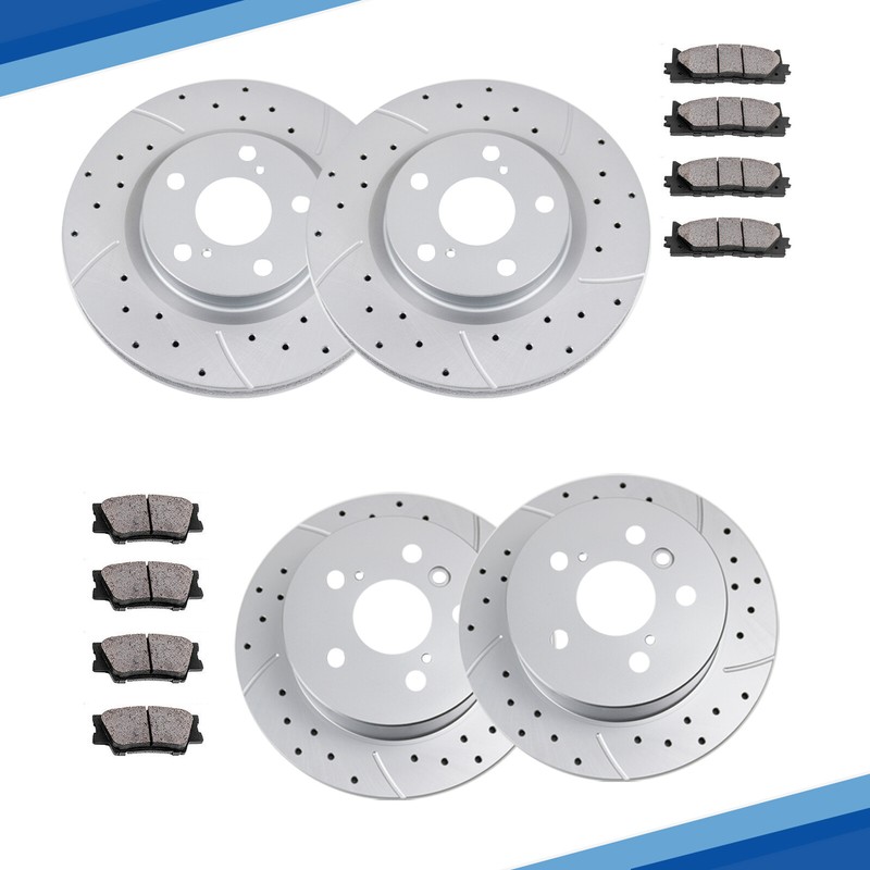Fit 2012 – 2017 Toyota Camry LEXUS Front Rear DRILLED Brake Rotors Ceramic Pads