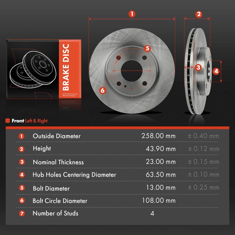 2pcs Front Left & Right Side Disc Brake Rotors for Ford Fiesta 2011-2019 258mm gallery