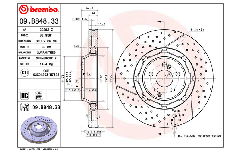 BREMBO BRAKE DISCS TEXTAR PADS SENSOR FRONT MERCEDES C63 E63 S W205 W213 390mm gallery