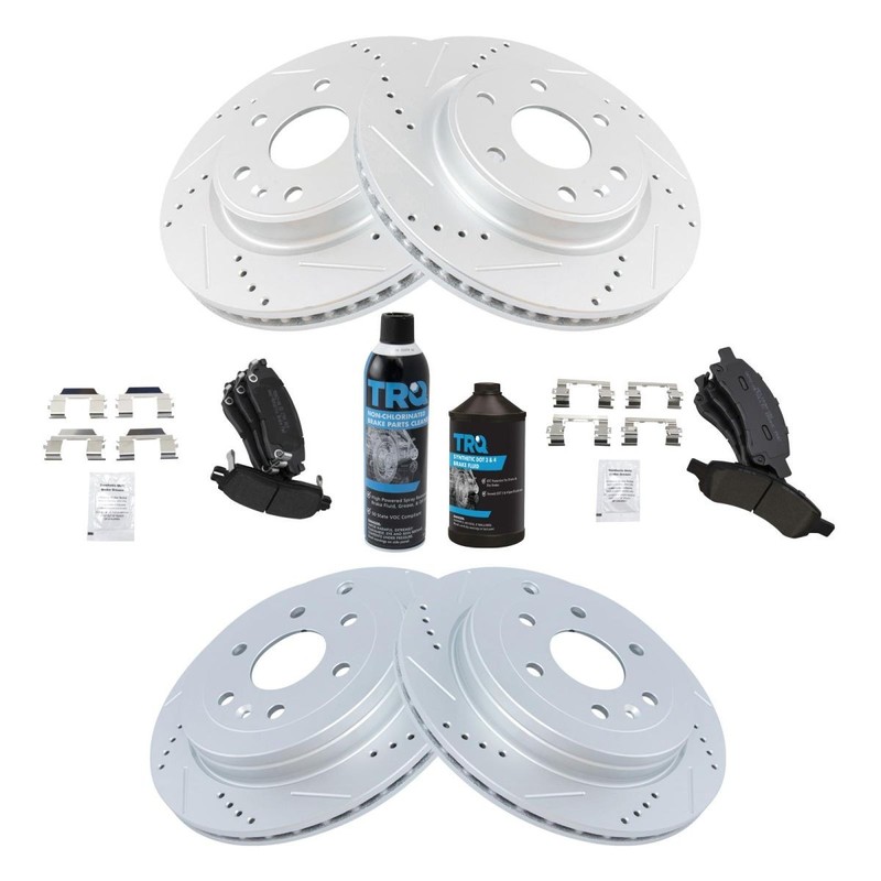 TRQ Semi-Metallic Brake Pad & Disc Rotor Kit w/Chemicals for Traverse Acadia gallery