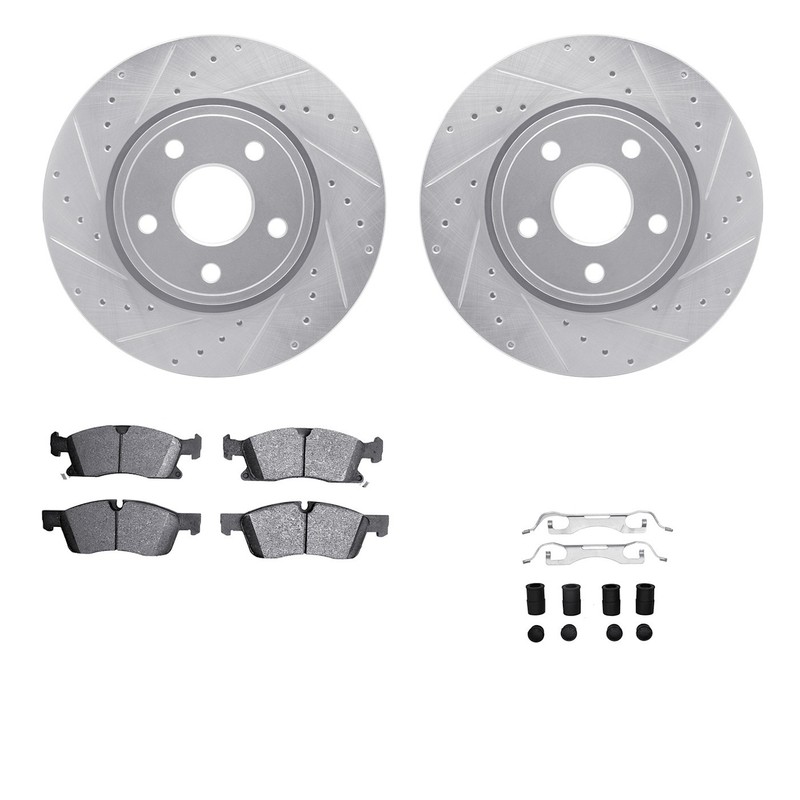 R1 Concepts WGTH1-42002 Brake Disc and Pad Kits 2-Wheel Set Front for Jeep Dodge