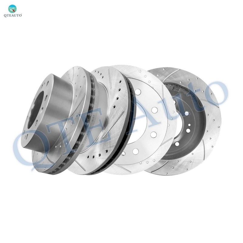 4PC Front 355mm-Rear 360mm Drilled Brake Rotors For 2011-2015 GMC Sierra 3500 HD