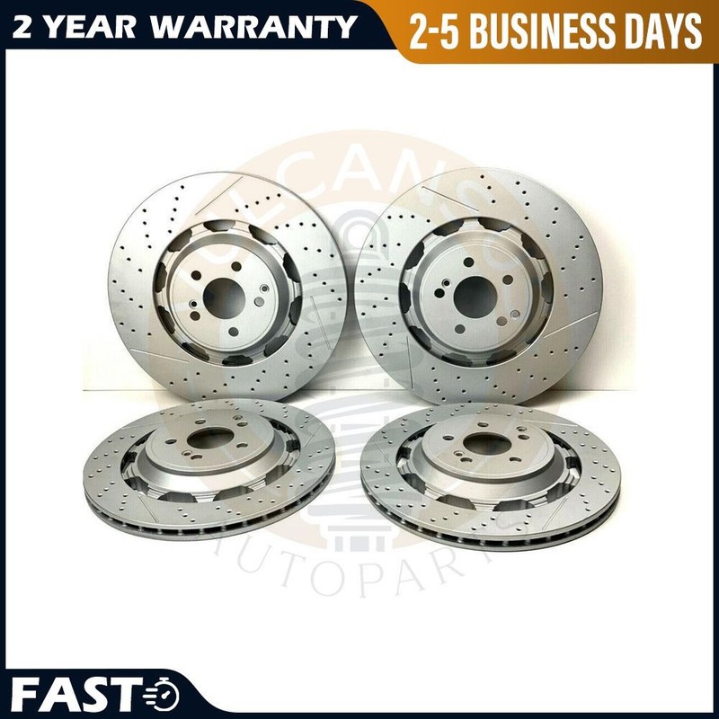 4Pcs Front & Rear Brake Rotors Fit Mercedes Benz W222 A2224212612 A2224232012